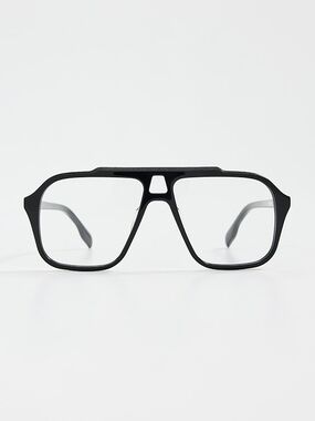 NIB Matte Black Aviator-Inspired Clear Lens Glasses